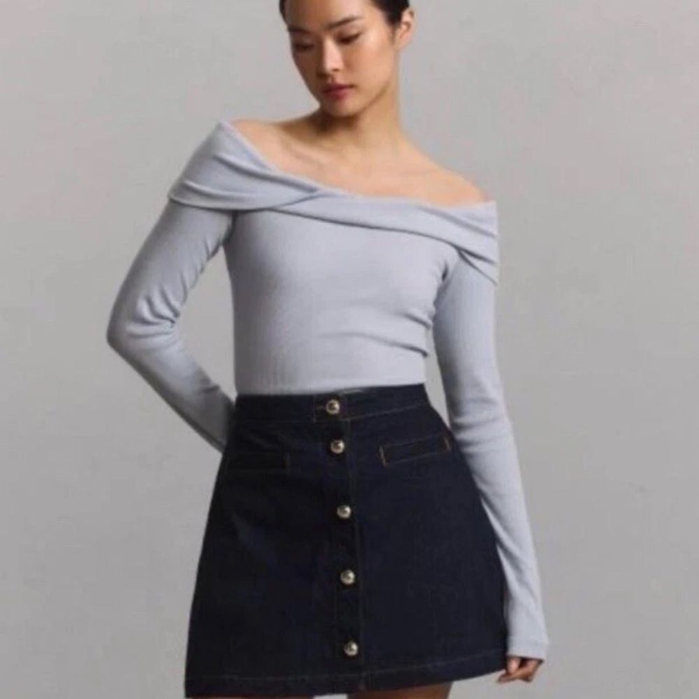 Pilcro off shoulder top XS New NWT Gray Long Sleeve RARE HTF GORGEOUS